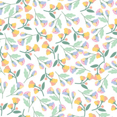 coquette seamless flowers pattern. Delicate petals and vibrant blossoms create an artistic and vintage botanical illustration. Perfect for wallpaper, fabric, wrapping paper and more.
