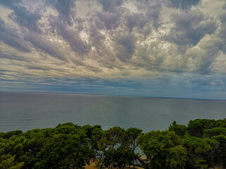 Landscape with clouds over the sea in Montenegro