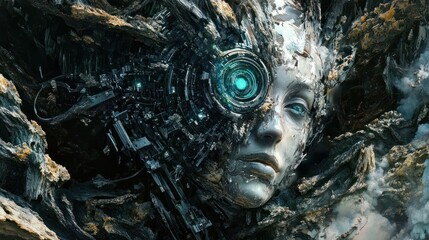 Fototapeta premium advanced artificial intelligence for the future rise in technological singularity using deep learning algorithms. Generative AI