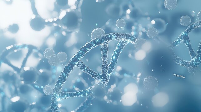 An eye-catching background for "V Thicker", featuring DNA strands and glowing molecules, representing the scientific theme of pheromones 