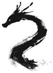 Chinese ink brush strokes dragon element PNG transparent 