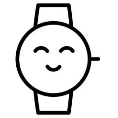 Emoji Happy Watch Line Icon