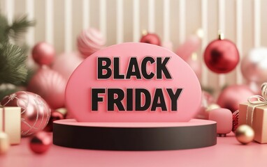 bold big letters close-up "BLACK FRIDAY" podium christmas mockup 