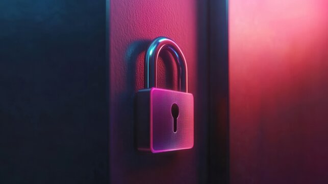 cybersecurity concept, user privacy security and encryption, secure internet access Future technology and cybernetics, screen padlock.