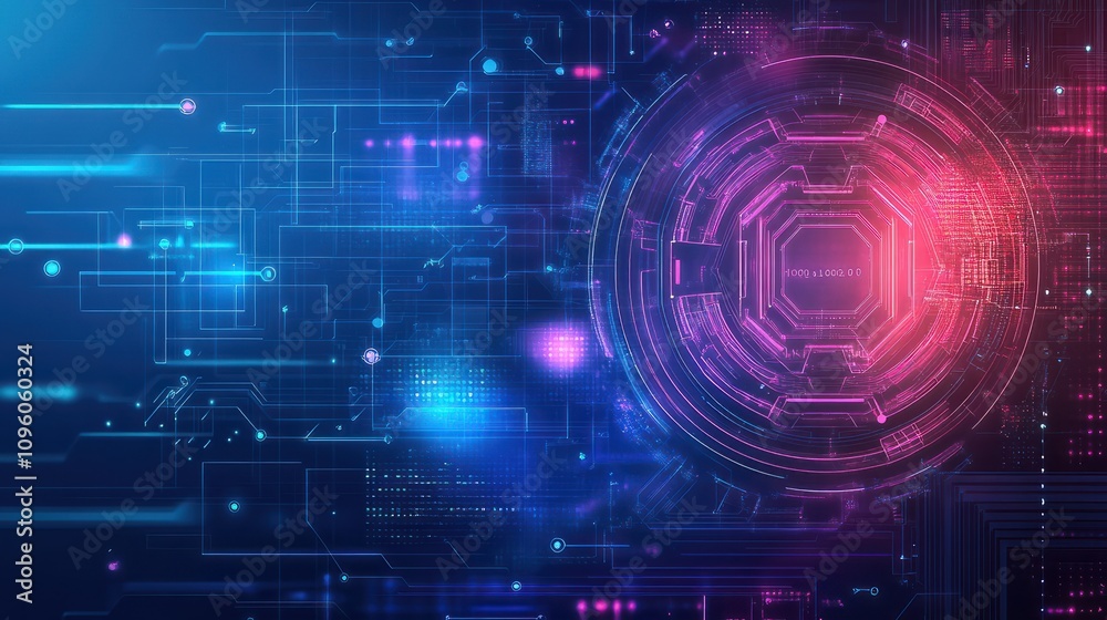 Poster digital graphic abstract background for technological processes, neural networks, digital data stora