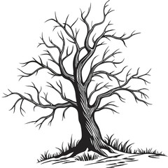  Spindly Dead Tree with Shadowed Silhouette