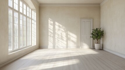 Fototapeta premium Unfurnished room with neutral color scheme