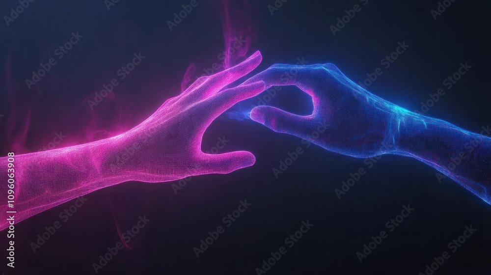 Poster hands touch 5g high speed connection of internet of things iot, futuristic global and social network