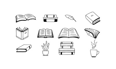 education and back to school icon set hand drawn doodle outline