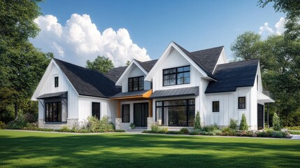 Modern 3D Home Design with Sharp Geometry