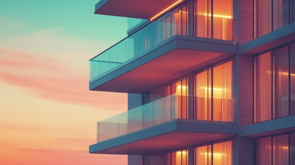 Fototapeta premium Modern 3D Rendering of Sleek Apartment Building