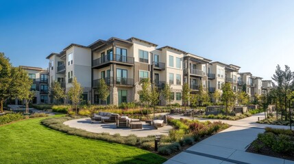 Modern Residential Apartment Building in Green Setting