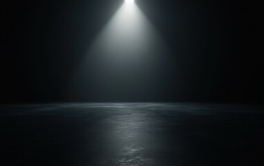 Obraz premium Spotlight on Black A simple black background with a single bright spotlight effect in the center, highlighting your text or product 