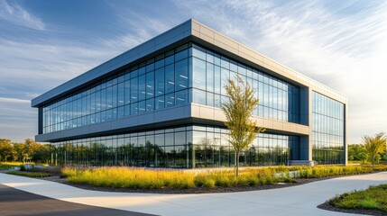 Obraz premium Modern Corporate Office with Sleek Glass Exterior