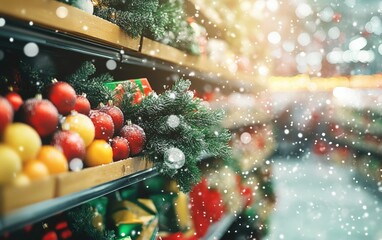 supermarket shelf or racks christmas background professional photo --ar 8:5 --v 6.1 Job ID: 0843ed70-5f91-4a7b-9b67-695c445f262a