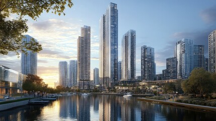 Fototapeta premium Striking Modern Skyscrapers in Urban Landscape