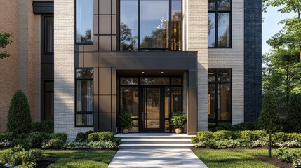 Obraz premium Modern Home Exterior on a Bright Sunny Day