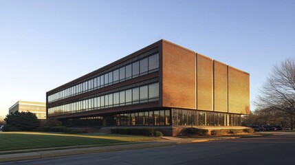 Obraz premium Classic 1960s Office Building with Brickwork Design