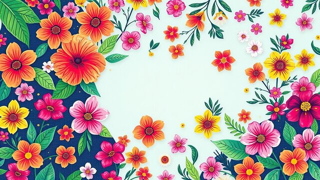 Vibrant Summer Patterns with Colorful Florals, colorful florals, artistic summer vibes