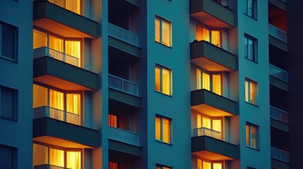 Obraz premium Modern Apartment Windows at Dusk