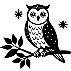 Christmas Snow Owl Perch with white background