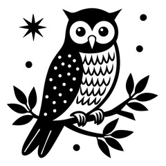 Christmas Snow Owl Perch with white background