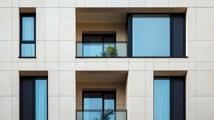 Fototapeta premium Modern Minimalist Apartment Complex Exterior Design