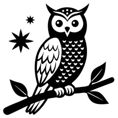 Christmas Snow Owl Perch with white background