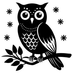 Christmas Snow Owl Perch with white background