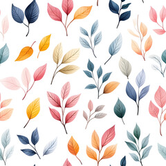 Floral flowers and beautiful colorful leaves wallpaper seamless pattern for interior decoration or background.