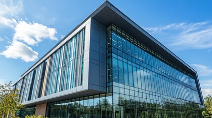 Modern Office Building with Sleek Design and Glass Facade