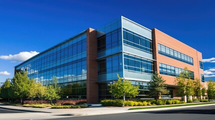 Obraz premium Modern Office Building with Sleek Lines and Glass Facade