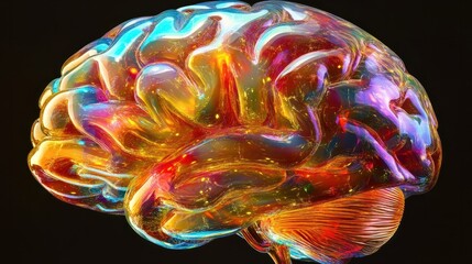 Vibrant Neural Networks: 3D Rendered Illustration of a Glowing Human Brain