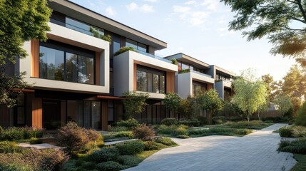 Fototapeta premium Modern Apartment Exterior with Spacious Windows