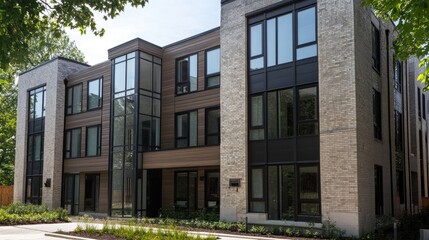 Modern Apartment Building with Large Windows