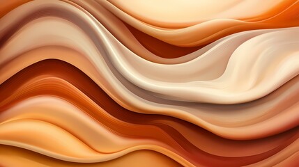 Obraz premium The image shows an abstract background of flowing, wavy lines in shades of orange and beige. The colors blend seamlessly, creating a smooth, almost liquid effect.