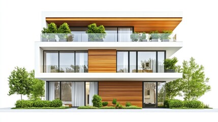 Elegant Modern House with Wooden Features and Greenery