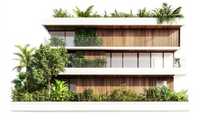 Fototapeta premium Elegant Modern House with Horizontal Wooden Design