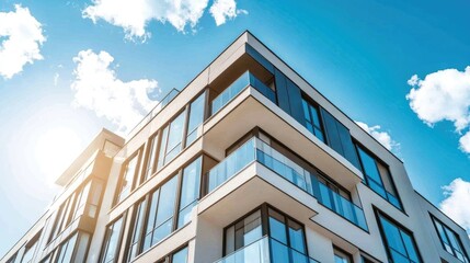 Modern Apartment Building with Bright Sky View