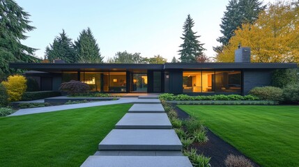 Obraz premium Minimalist Flat Roofed House with Sleek Design