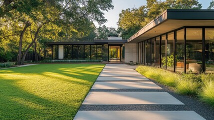 Fototapeta premium Modern Minimalist House with Sleek Roof Design