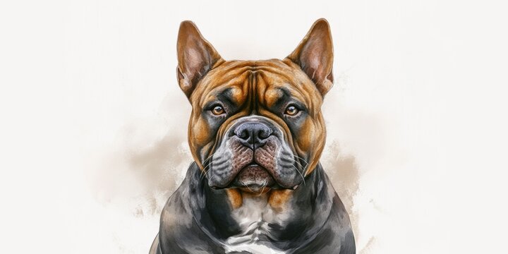 A realistic portrait of a bully kutta with a muscular build and expressive eyes.