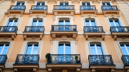 Geometric Residential Apartment Building with Balconies