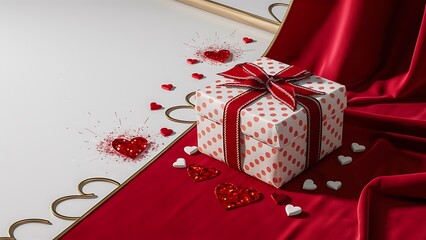 Valentine day background with gift box. Valentines day element for banner, template, poster. Valentine's day greeting card