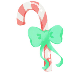Cute Chrismas Candy cane with green bow Crayon Painting 
Chrismas Clipart christmas decoration
hand drawn illustration