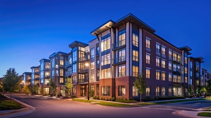 Obraz premium Elegant Modern Apartments with Large Glass Facades
