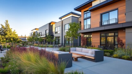 Modern Apartment Complex with Beautiful Landscape