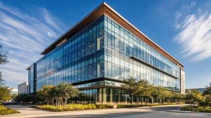 Fototapeta premium Modern Glass Office Building with Clean Lines