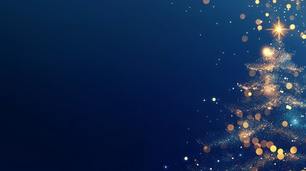 Background with golden Christmas tree.