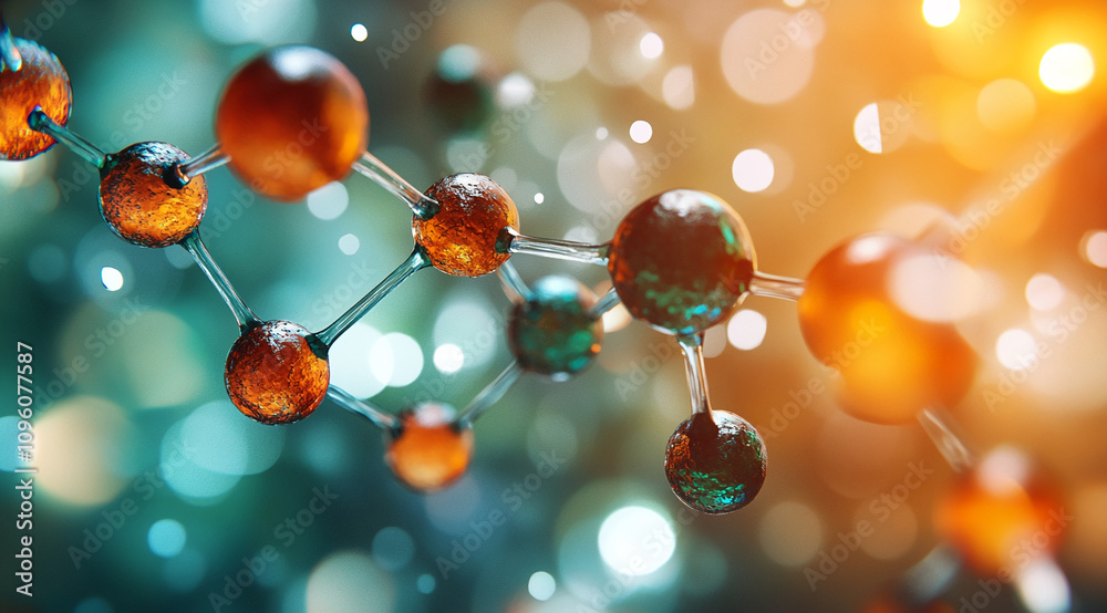 Poster Understanding molecular structures through detailed close-up views of atoms and bonds in a vivid scientific representation